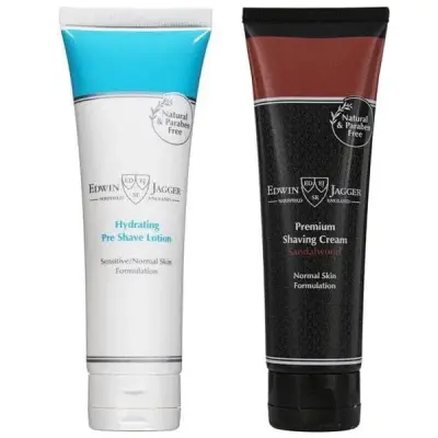 Edwin Jagger Pre Shave Lotion + Sandalwood Shaving Cream 75ml