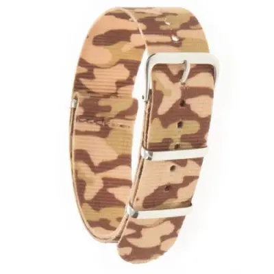 CAMO Nato Strap Army Brown Steel 18 mm