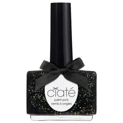 Transparent nagellack guldfärgat glitter svart skimmer