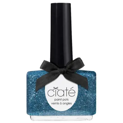 Nagellack blått glitter silverfärgat skimmer flera lager ger full täckning