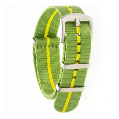 SEATBELT Heavy Nato Strap Green Yellow Satin 22 mm