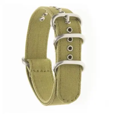 ZULU FOUR Army Green Canvas Strap Satin 18 mm