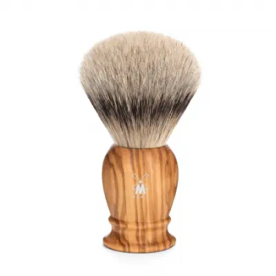 Classic Olive Wood Shaving Brush Large Silvertip Badger