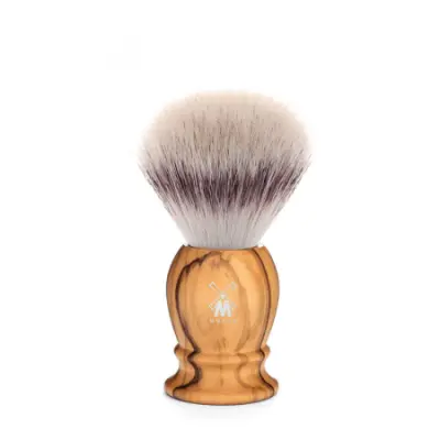 Classic Olive Wood Shaving Brush Small Silvertip Fibre