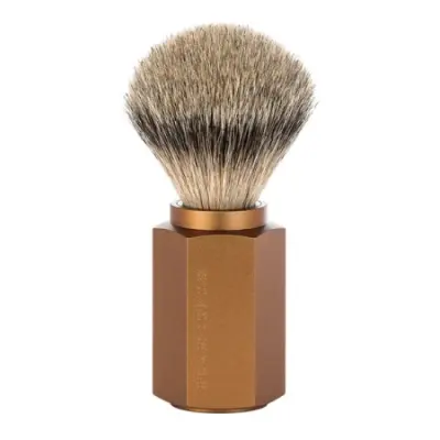 HEXAGON Silvertip Shaving Brush Anodised aluminum bronze