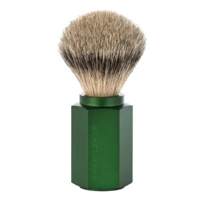 HEXAGON Silvertip Shaving Brush Anodised aluminum forest