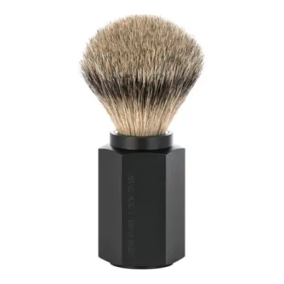 HEXAGON Silvertip Shaving Brush Anodised aluminum graphite