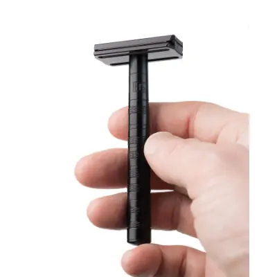 Jet Black Aluminum Medium Safety Razor 2.0