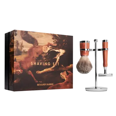 Benjamin Barber Classic 3-piece Shaving Set Wood Safety Razor
