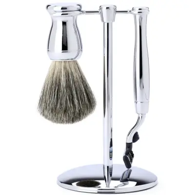 Edwin Jagger 3pc Chrome Shaving Set Mach3 Pure Badger