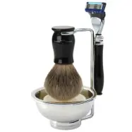Edwin Jagger Chatsworth Ebony 4pc Shaving Set Fusion Best Badger