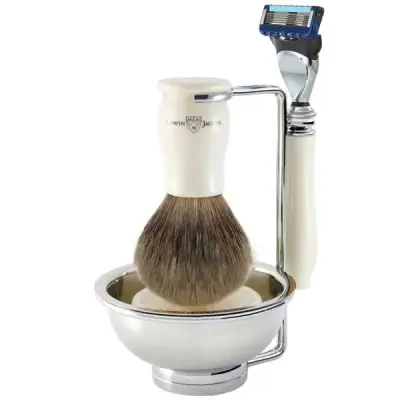 Edwin Jagger Chatsworth Ivory 4pc Shaving Set Fusion Best Badger