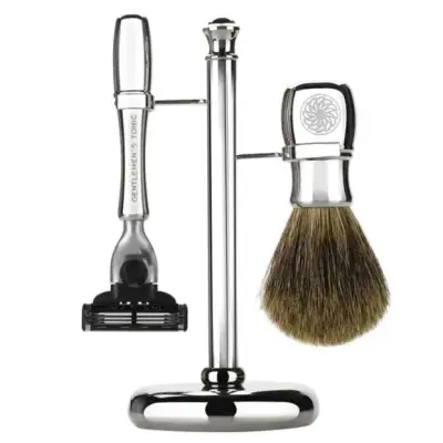 Gentlemen's Tonic Mayfair Shaving Set Chrome Mach3 Pure Badger