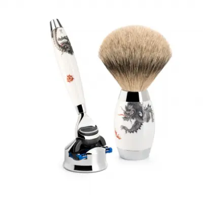 MEISSEN Fusion Shaving Set Silvertip Badger Handpainted Meissen Porcel