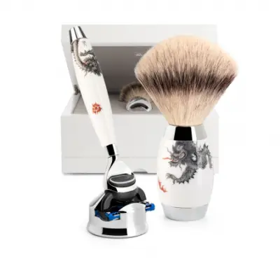 MEISSEN Fusion Shaving Set Silvertip Fibre Handpainted Meissen Porcela