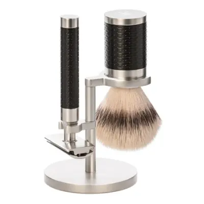 ROCCA Shaving Set Black Silvertip Fibre