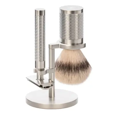 ROCCA Shaving Set Silvertip Fibre - Stainless Steel Silver Matt