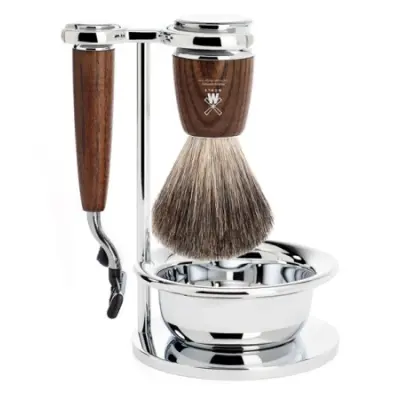 RYTMO Mach 3 Set Pure Badger- Steamed Ash with Bowl