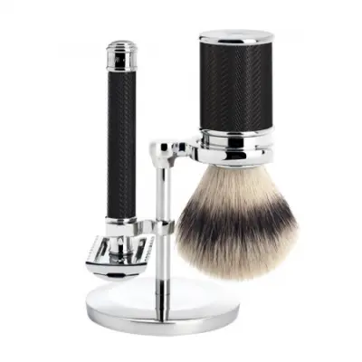 TRADITIONAL Black R41 Shaving Set Silvertip Fiber