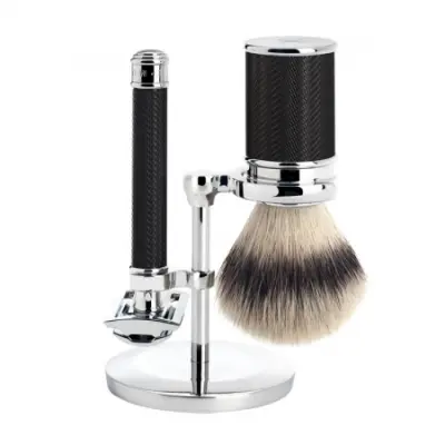 TRADITIONAL Black R89 Shaving Set Silvertip Fiber