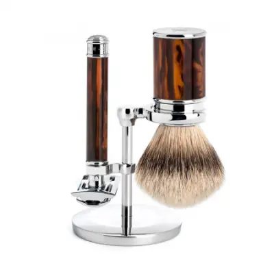 TRADITIONAL Shaving Set Silvertip Badger Resin Tortoiseshell