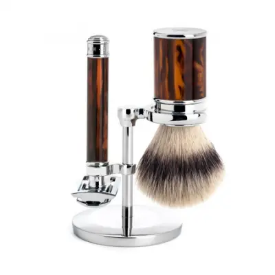 TRADITIONAL Shaving Set Silvertip Fibre Resin Tortoiseshell