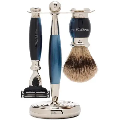 Truefitt & Hill Edwardian Mach3 Shaving Set Blue Opal Super Badger
