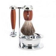 VIVO Shaving Set Plum Wood - Pure Badger - Safety Razor with Bowl