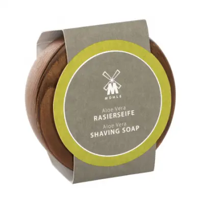 Aloe Vera Wooden Bowl with Shaving Soap