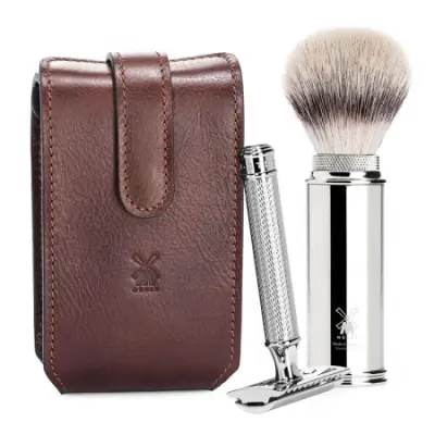 Brown Travel Shaving Set R89 - Silvertip Fibre