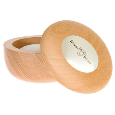 Edwin Jagger Beech Wood Shaving Soap Bowl Chrome