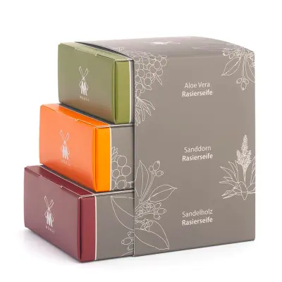 Mühle Shaving Soap Trio - Sandalwood, Aloe Vera, Sea Buckthorn