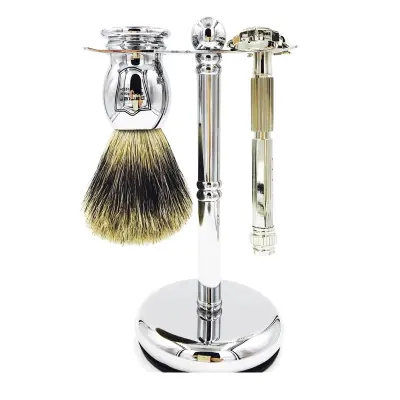 Parker 60R Safety Razor & Pure Badger 3-Piece Shave Set