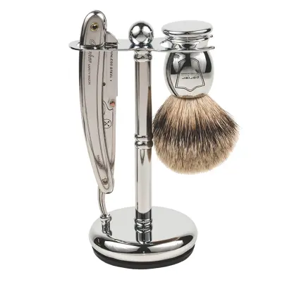Parker SR1 Barber Razor & Pure Badger 3-Piece Shave Set