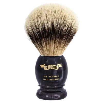 Plisson Original Shaving Brush Black Horn Silver Tip Badger