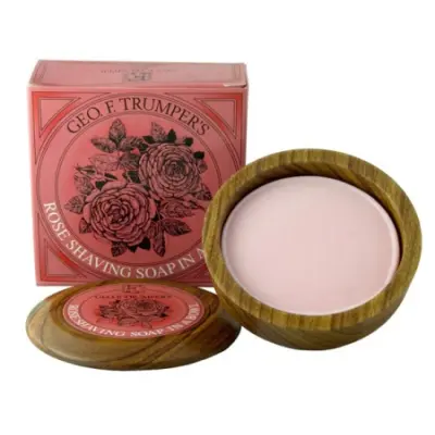 Rose Shaving Soap Wooden Bowl