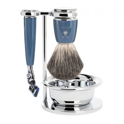 RYTMO Fusion Shaving Set Pure Badger Resin Petrol Blue
