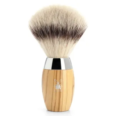 Syntetisk rakborste KOSMO Olive Wood Silvertip Fibre - M