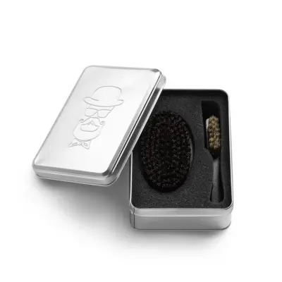 Barber set med skägg- och mustaschborste